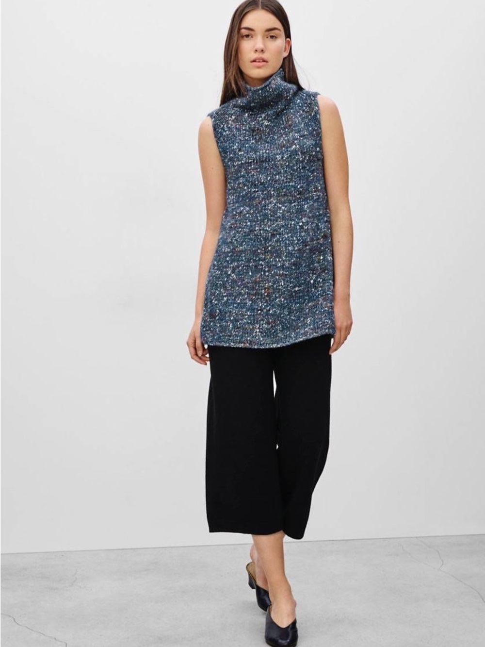 Wilfred Brown Speckled Wool Blend Sweater Tunic Vest